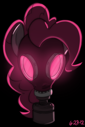 Size: 667x1000 | Tagged: safe, artist:twiddlechimp, pinkie pie, earth pony, pony, g4, dark, female, gas mask, glowing, glowing eyes, gp-5, solo