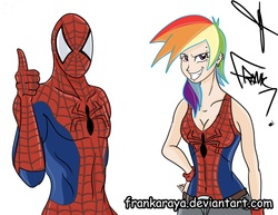 Size: 1455x1123 | Tagged: safe, artist:frankaraya, rainbow dash, human, g4, crossover, humanized, male, spider-man