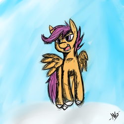 Size: 1280x1280 | Tagged: safe, artist:microgrid, scootaloo, g4, cloud, cloudy