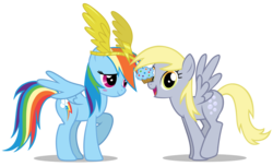 Size: 2800x1700 | Tagged: safe, artist:mixermike622, derpy hooves, rainbow dash, pegasus, pony, g4, duo, duo female, female, mare, partially open wings, simple background, spread wings, transparent background, wings