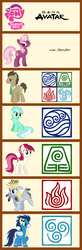 Size: 600x1835 | Tagged: safe, cheerilee, derpy hooves, doctor whooves, lyra heartstrings, roseluck, soarin', time turner, earth pony, pegasus, pony, unicorn, g4, avatar the last airbender, chart, comparison, female, male, mare, stallion