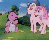 Size: 306x248 | Tagged: safe, screencap, cotton candy (g1), spike (g1), twilight, dragon, earth pony, pony, unicorn, g1, rescue at midnight castle, animated, baby, baby dragon, female, hand on chest, male, mare, trio