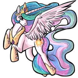 Size: 500x500 | Tagged: safe, artist:fatehound, princess celestia, alicorn, pony, g4, female, flying, hoof shoes, horn, long horn, mare, simple background, solo, transparent background