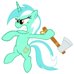 Size: 5981x6000 | Tagged: safe, artist:crusierpl, artist:epulson, lyra heartstrings, pony, unicorn, g4, absurd resolution, angry, axe, female, gritted teeth, simple background, solo, tomahawk, transparent background, vector, weapon