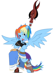 Size: 2459x3394 | Tagged: safe, artist:halotheme, rainbow dash, semi-anthro, g4, crossover, female, final fantasy, high res, solo