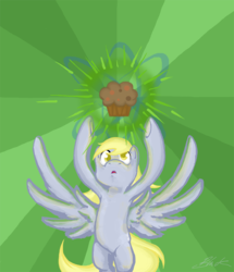 Size: 688x800 | Tagged: safe, artist:caycowa, derpy hooves, pegasus, pony, g4, epic derpy, female, mare, muffin, solo