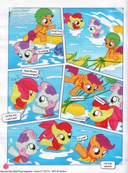 Size: 736x992 | Tagged: safe, apple bloom, scootaloo, sweetie belle, earth pony, pegasus, pony, unicorn, comic:apple bloom's big adventure, g4, german comic, asphyxiation, banana boat, comic, cute, cutie mark crusaders, drowning, falling, female, filly, foal, german my little pony comic, helmet, lifejacket, my little pony comic, official content, swimming, translation