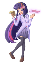 Size: 1215x1827 | Tagged: safe, artist:angriestangryartist, twilight sparkle, human, g4, anime, clothes, female, humanized, miniskirt, simple background, skirt, socks, solo, stockings, thigh highs, thigh socks, transparent background