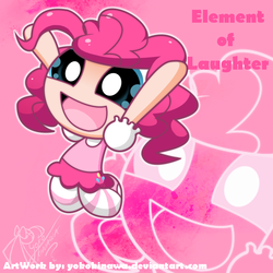 Size: 675x675 | Tagged: safe, artist:yokokinawa, pinkie pie, human, g4, humanized, parody, solo, the powerpuff girls