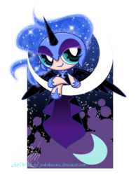 Size: 700x900 | Tagged: safe, artist:yokokinawa, nightmare moon, human, g4, humanized, parody, simple background, the powerpuff girls, transparent background