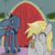 Size: 1050x1056 | Tagged: safe, artist:prozenconns, derpy hooves, princess luna, pegasus, pony, g4, female, mare, muffin