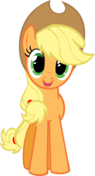 Size: 3513x6453 | Tagged: safe, artist:kittyhawk-contrail, part of a set, applejack, earth pony, pony, g4, cute, female, happy, head tilt, hugpony poses, jackabetes, looking at you, open mouth, simple background, smiling, solo, transparent background, vector