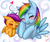 Size: 1024x853 | Tagged: safe, artist:zepten, rainbow dash, scootaloo, pegasus, pony, g4, eyes closed, female, filly, heart, mare, scootalove