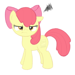 Size: 1088x1088 | Tagged: safe, artist:jdan-s, apple bloom, earth pony, pony, g4, alternate cutie mark, apple bloom is not amused, female, filly, grumpy, simple background, solo, transparent background, unamused