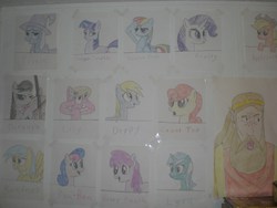 Size: 2304x1728 | Tagged: safe, applejack, berry punch, berryshine, bon bon, carrot top, derpy hooves, golden harvest, lily, lily valley, lyra heartstrings, octavia melody, rainbow dash, rarity, sunshower raindrops, sweetie drops, trixie, twilight sparkle, pegasus, pony, g4, cd-i, female, king harkinian, mare, the legend of zelda, traditional art
