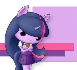 Size: 875x800 | Tagged: safe, artist:jdan-s, twilight sparkle, anthro, g4, ambiguous facial structure, chibi, clothes, female, skirt, solo