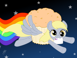 Size: 800x600 | Tagged: safe, artist:jdan-s, derpy hooves, pegasus, pony, g4, female, mare, muffin, nyan cat, solo