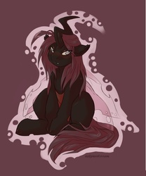 Size: 1280x1540 | Tagged: safe, oc, oc only, oc:invictia sadie, changeling, blushing, red changeling