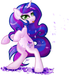 Size: 444x481 | Tagged: source needed, useless source url, safe, artist:davidvega123, oc, oc only, oc:parka posy, pony, unicorn, female, looking at you, mare, rearing, simple background, tongue out, transparent background
