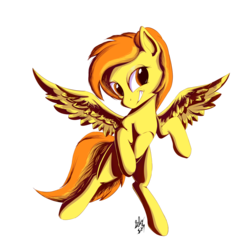 Size: 1280x1280 | Tagged: safe, artist:squiby-327, spitfire, pegasus, pony, g4, female, grin, mare, rearing, simple background, smiling, solo, transparent background