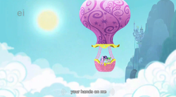 Size: 850x469 | Tagged: safe, edit, edited screencap, screencap, spike, twilight sparkle, g4, caption, hot air balloon, opening, twinkling balloon, youtube caption