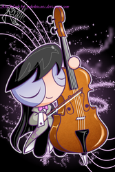 Size: 660x990 | Tagged: safe, artist:yokokinawa, octavia melody, human, g4, cello, female, humanized, musical instrument, parody, solo, style emulation, the powerpuff girls