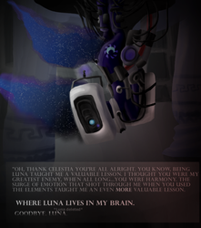 Size: 744x842 | Tagged: dead source, safe, artist:abductionfromabove, nightmare moon, g4, crossover, glados, portal (valve), portal 2, text