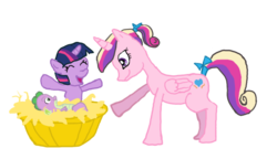 Size: 900x519 | Tagged: safe, artist:exit-next-to-chip, princess cadance, spike, twilight sparkle, alicorn, pony, unicorn, g4, baby, baby dragon, filly, foal, newborn, simple background, transparent background