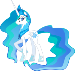 Size: 900x859 | Tagged: safe, artist:trotsworth, oc, oc only, oc:princess glacia, alicorn, pony, 2012, alicorn oc, bio in source, blue pupils, celestia recolor, colored pupils, crown, ethereal mane, ethereal tail, female, gradient mane, gradient tail, hoof shoes, horn, jewelry, mare, peytral, recolor, regalia, solo, tail, tiara, wings