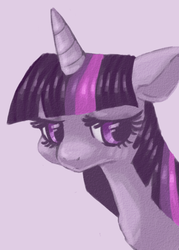 Size: 437x612 | Tagged: safe, artist:lalucca, twilight sparkle, pony, unicorn, g4, bust, portrait, purple, solo