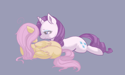 Size: 594x354 | Tagged: safe, artist:lalucca, fluttershy, rarity, g4, female, lesbian, ship:flarity, shipping