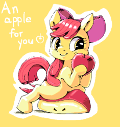 Size: 455x484 | Tagged: safe, artist:usappy-barkhaward, apple bloom, earth pony, pony, g4, adorabloom, apple, cute, female, solo