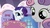 Size: 1280x720 | Tagged: safe, screencap, rarity, sweetie belle, pony, unicorn, g4, season 2, sisterhooves social, blue eyes, bowl, duo, female, filly, foal, forced perspective, green eyes, mare, not an edit, pink hair, pink mane, purple hair, purple mane, purple tail, rarity is a marshmallow, siblings, sisters, tail, two toned hair, two toned mane, white coat, white fur
