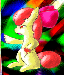 Size: 1032x1198 | Tagged: safe, artist:lamia, apple bloom, earth pony, pony, g4, female, paint, paint on fur, solo