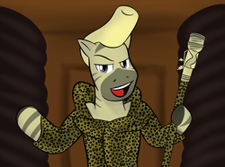 Size: 1037x771 | Tagged: safe, artist:lamia, zebra, semi-anthro, corbin? corbin i ain't got no fire!, crossover, ponified, ruby rhod, solo, the fifth element