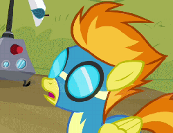 Size: 526x405 | Tagged: safe, screencap, spitfire, pony, g4, hurricane fluttershy, animated, female, mother of celestia, reaction image, solo