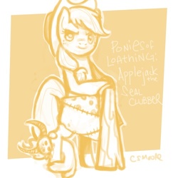 Size: 500x500 | Tagged: safe, artist:clorin spats, applejack, g4, crossover, kingdom of loathing, monochrome, seal clubber