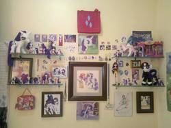Size: 1280x956 | Tagged: safe, rarity, g4, collection, irl, much rarity, photo, plushie, shrine, toy