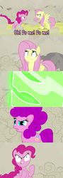 Size: 960x2699 | Tagged: safe, doomie, fluttershy, pinkie pie, changeling, earth pony, pony, a canterlot wedding, g4, angry, comic, crossover, disguise, disguised changeling, expy, fight me, meme, my little war horse, pony reference