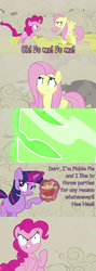 Size: 960x2699 | Tagged: safe, doomie, fluttershy, pinkie pie, twilight sparkle, changeling, earth pony, pony, a canterlot wedding, g4, my little pony: friendship is magic, comic, disguise, disguised changeling, meme, sandwich, sandwich armor