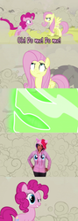 Size: 960x2699 | Tagged: safe, doomie, fluttershy, pinkie pie, changeling, human, pony, a canterlot wedding, g4, my little pony: friendship is magic, clothes, comic, confused, disguise, disguised changeling, hoodie, meme, meta