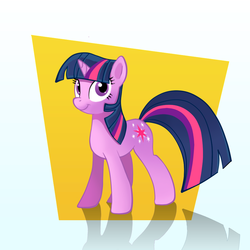 Size: 1024x1024 | Tagged: dead source, safe, artist:eisenrot, twilight sparkle, pony, unicorn, g4, female, looking at you, mare, smiling, solo, standing, three quarter view, unicorn twilight
