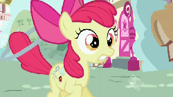Size: 640x360 | Tagged: safe, screencap, apple bloom, earth pony, pony, g4, season 2, the cutie pox, animated, apple bloom's bow, bow, cutie pox, dancing, day, door, fake cutie mark, female, filly, foal, gif, hair bow, hill, hub logo, loop-de-hoop, multiple cutie marks, outdoors, plate spinning, ponyville, solo, talking, tap dancing, the hub, tree