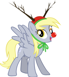 Size: 610x682 | Tagged: safe, derpy hooves, pegasus, pony, reindeer, g4, official, female, hat, mare, simple background, solo, vector, winter