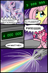 Size: 552x826 | Tagged: safe, artist:speccysy, fluttershy, pinkie pie, twilight sparkle, g4, comic, orbital friendship cannon