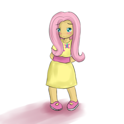 Size: 900x900 | Tagged: safe, artist:speccysy, fluttershy, human, g4, clothes, dress, female, humanized, solo