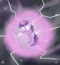 Size: 900x978 | Tagged: safe, artist:speccysy, twilight sparkle, pony, g4, female, glowing eyes, magic, magic overload, magic surge, solo