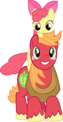 Size: 4660x9000 | Tagged: safe, artist:mandydax, apple bloom, big macintosh, earth pony, pony, g4, hearts and hooves day (episode), absurd resolution, apple bloom riding big macintosh, brother and sister, faic, female, male, ponies riding ponies, riding, simple background, stallion, transparent background, vector