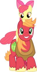 Size: 4660x9000 | Tagged: safe, artist:mandydax, apple bloom, big macintosh, earth pony, pony, g4, hearts and hooves day (episode), absurd resolution, brother and sister, faic, female, male, ponies riding ponies, riding, simple background, stallion, transparent background, vector