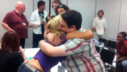 Size: 667x381 | Tagged: safe, human, bronycon, bronycon 2012, hug, irl, irl human, photo, tara strong